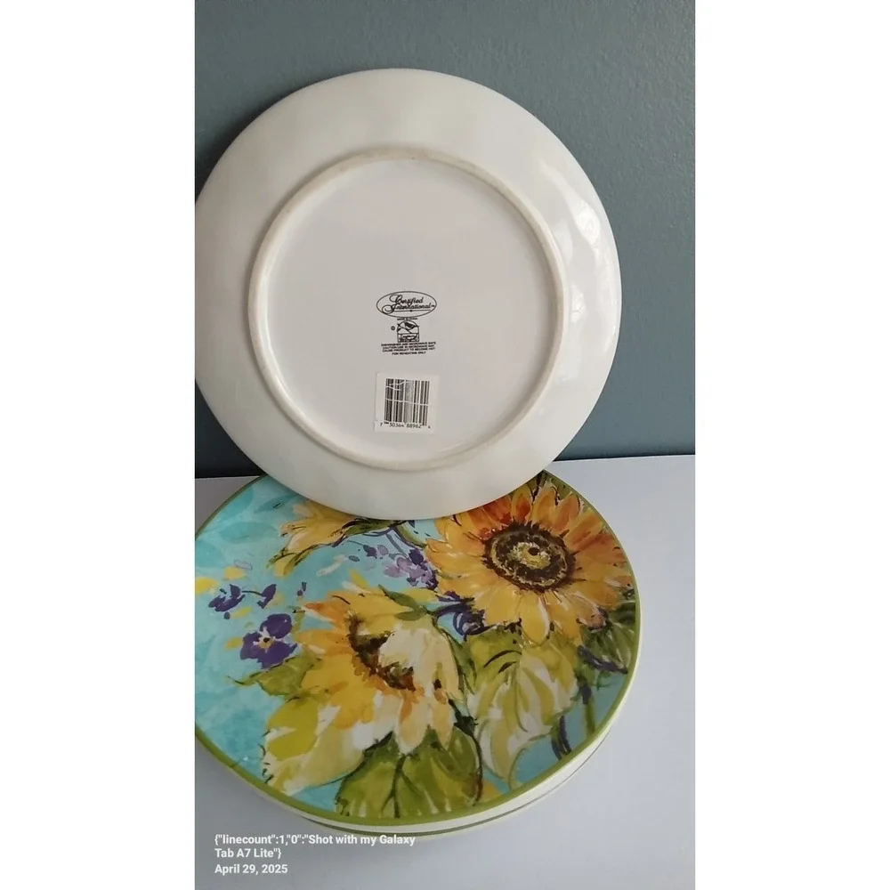 Certified International Sunflower Accent Plates Set of 4 Floral‎